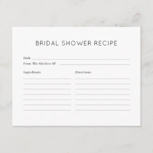 Elegant Minimalist A Recipe For The Bride To Be Enclosure Card