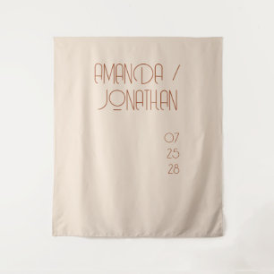 Elegant Minimalist Almond Colour Wedding Backdrop Tapestry