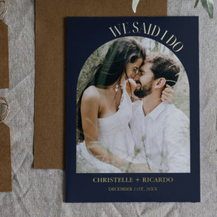 Elegant Minimalist Arch Navy Blue elopemnent