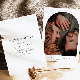 Elegant Minimalist Arch Photo Save the Date Invitation