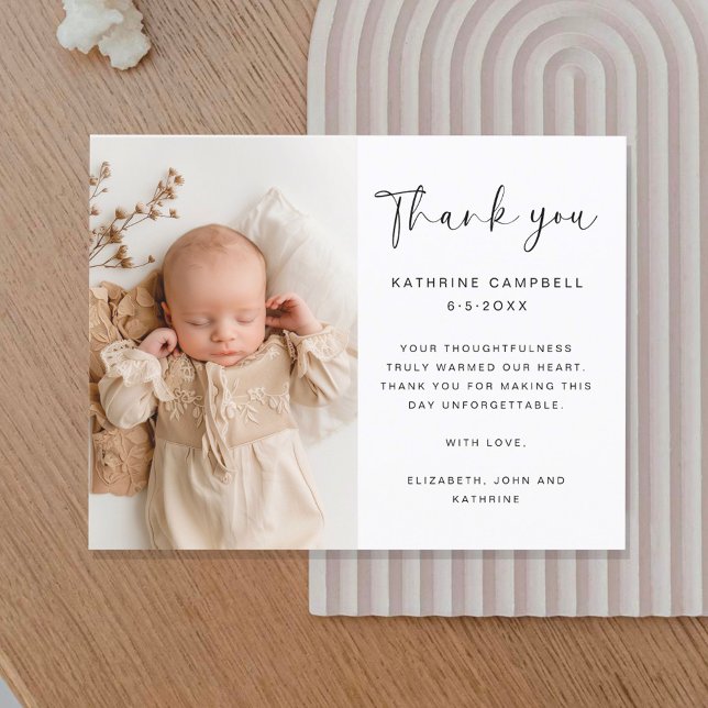 Elegant Minimalist Baptism | Baby Shower Thank You Postcard (Creator Uploaded)