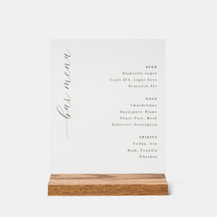 Elegant Minimalist Bar Menu Sign