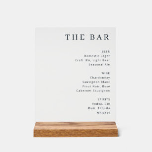 Elegant Minimalist Bar Menu Sign
