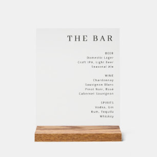 Elegant Minimalist Bar Menu Sign