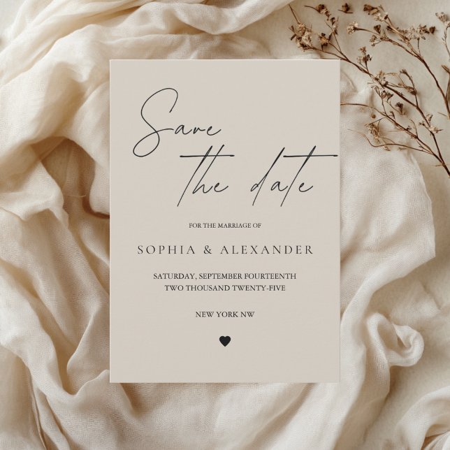 Elegant Minimalist Beige Save the Date  Invitation (Creator Uploaded)