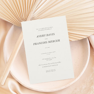 Elegant Minimalist Beige Wedding Invitation