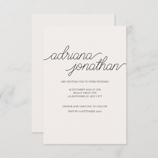 Elegant Minimalist Beige Wedding Invitation (Front/Back)