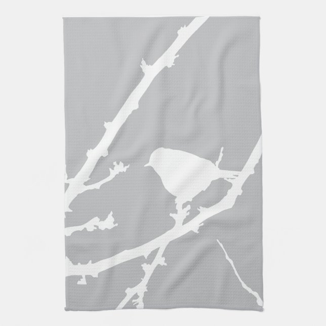 Elegant Minimalist Bird Silhouette Tea Towel (Vertical)