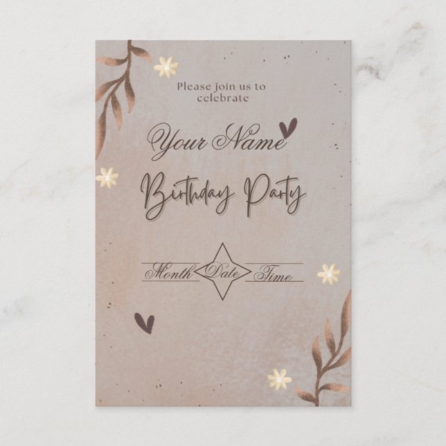 Elegant Minimalist Birthday Party Invitation (Front)