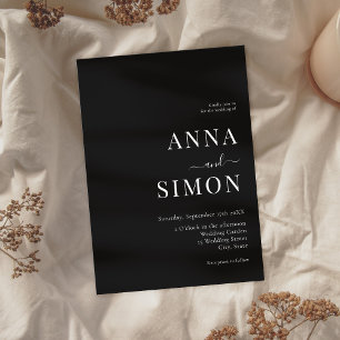 Elegant Minimalist Black All-in-One Wedding Invitation