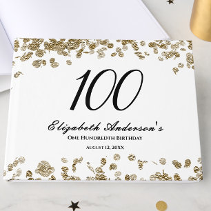 Elegant Minimalist Black and Gold 100th Birthday Guest Book