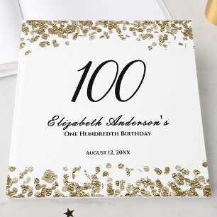 Elegant Minimalist Black and Gold 100th Birthday Guest Book