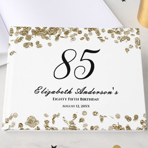 Elegant Minimalist Black and Gold 85th Birthday Guest Book