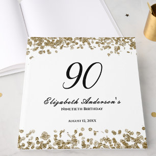 Elegant Minimalist Black and Gold 90th Birthday Guest Book