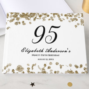 Elegant Minimalist Black and Gold 95th Birthday Guest Book