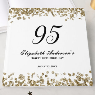 Elegant Minimalist Black and Gold 95th Birthday Guest Book