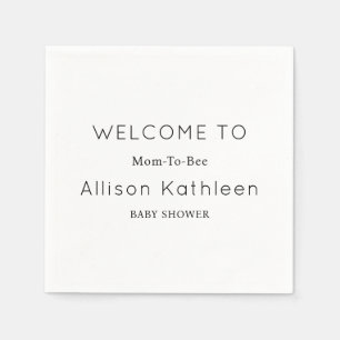 Elegant Minimalist Black and White Baby Shower Napkin