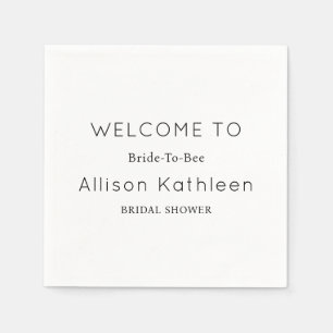 Elegant Minimalist Black and White Bridal Shower Napkin