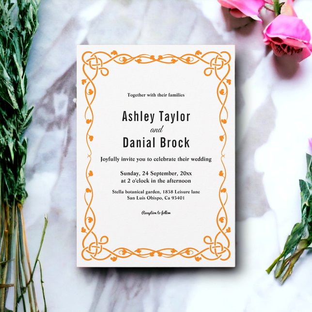 Elegant Minimalist Black And White Floral Wedding Invitation (Creator Uploaded)