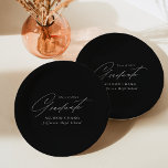Elegant Minimalist Black and White Graduation Paper Plate<br><div class="desc">Elegant graduation paper plates featuring "Graduate" displayed in a beautiful white script with a black background. Personalise the graduation plates by adding the graduate's name,  school name,  and graduation year. The personalised graduation paper plates are perfect for both high school and college graduation parties.</div>