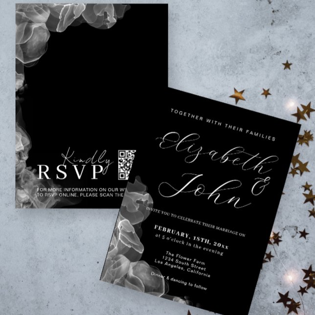 Elegant Minimalist Black and White Ink Wedding Invitation (Creator Uploaded)