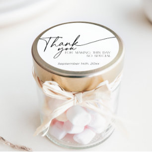 Elegant Minimalist Black and White Thank You  Classic Round Sticker