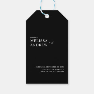 Elegant Minimalist Black and White Wedding Gift Tags
