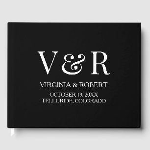 Elegant Minimalist Black and White Wedding Guest Book