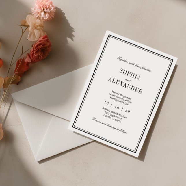 Elegant Minimalist Black and White Wedding Invitation (Creator Uploaded)