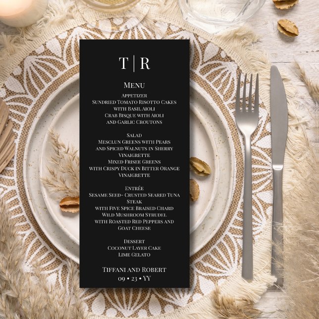 Elegant Minimalist Black and White Wedding  Menu (Creator Uploaded)