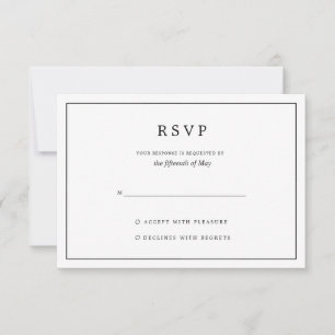 Elegant Minimalist Black and White Wedding RSVP Card