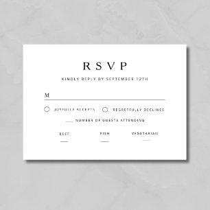 Elegant Minimalist Black And White Wedding RSVP Card