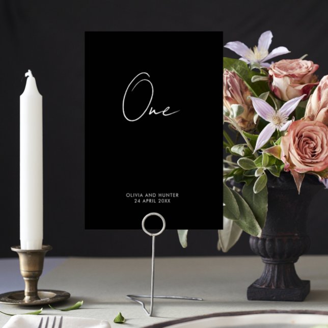 Elegant Minimalist Black and White Wedding Table Number (Creator Uploaded)