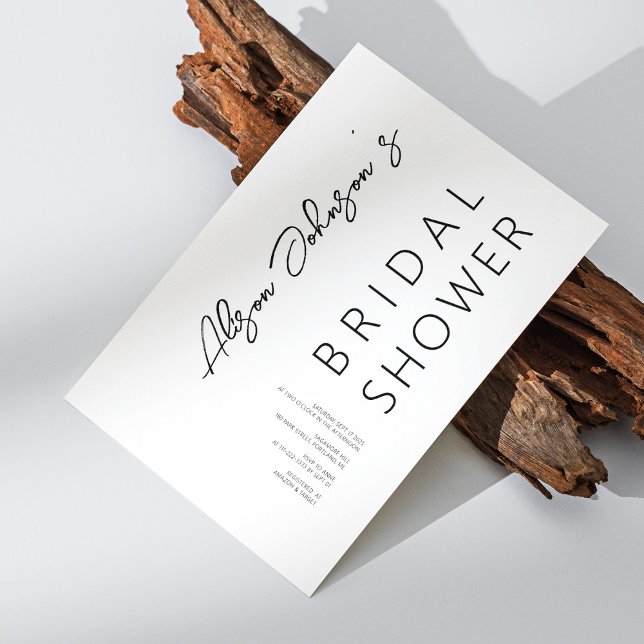 Elegant Minimalist Black Bridal Shower Invitation (Personalized Elegant Minimalist Black Bridal Shower Invitation)