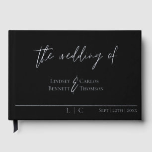 Elegant minimalist Black calligraphy foil Guest Book