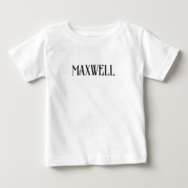 Elegant Minimalist Black Family Name Baby T-Shirt (Front)