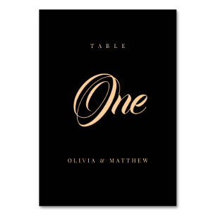 Elegant Minimalist Black & Gold Modern Wedding  Table Number