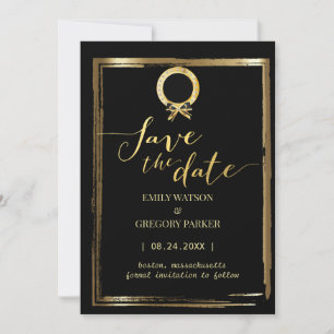 Elegant minimalist black-gold save the date
