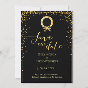 Elegant minimalist black-gold save the date