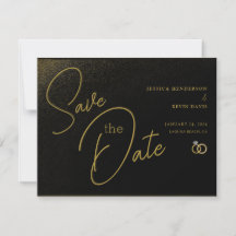 Elegant Minimalist Black & Gold Save-the-Date Save