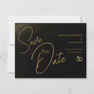 Elegant Minimalist Black & Gold Save-the-Date Save The Date