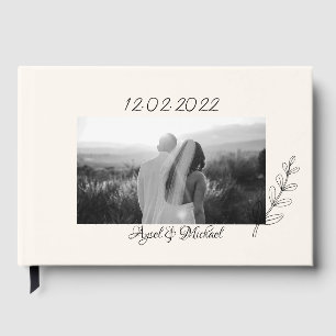 Elegant Minimalist Black Gold Wedding Guest Book