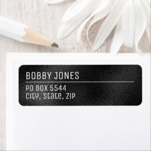 Elegant Minimalist Black Metallic Return Address