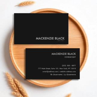 Elegant Minimalist Black Monochrome Business Card