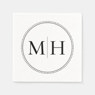 Elegant Minimalist Black Monogram Wedding Napkin