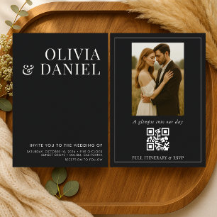 Elegant Minimalist Black Photo Wedding Invitation
