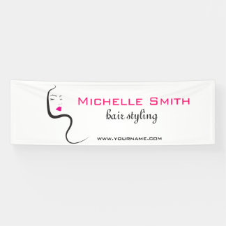 Elegant Minimalist Black Pink Hair Beauty Salon Banner