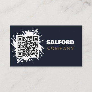 Elegant Minimalist Black QR Code Business Card