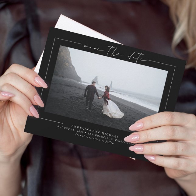 Elegant Minimalist Black Save the Date Photo (Creator Uploaded)