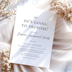 Elegant Minimalist Black Script Engagement Invitation